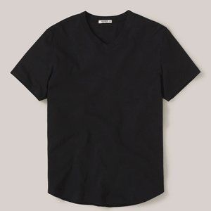 Buck Mason Slub Curved Hem V-Neck Tee Shirt Black Sz M